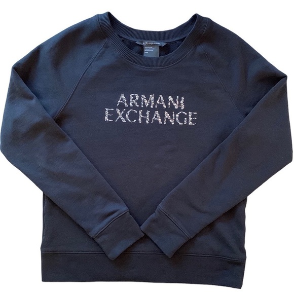 A/X Armani  Exchange Metal Studded Logo Black Sweatshirt Women's size S - Picture 1 of 5